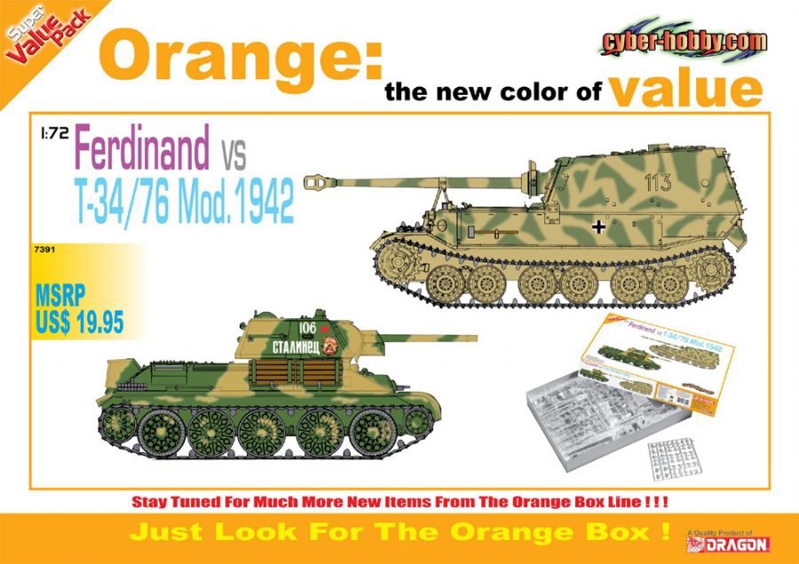 Cyber ​​Hobby 7391 German Sd. Kfz.184 Ferdinand vs Soviet T-34/76 Mod. 1942 (Twin Pack) (1/72)