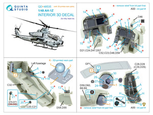 Quinta Studio QD+48535 AH-1Z Zulu Cobra/Viper 3D-Printed &amp;amp; colored Interior on decal paper (KittyHawk) (with 3D-printed resin parts) 1/48 – image 13