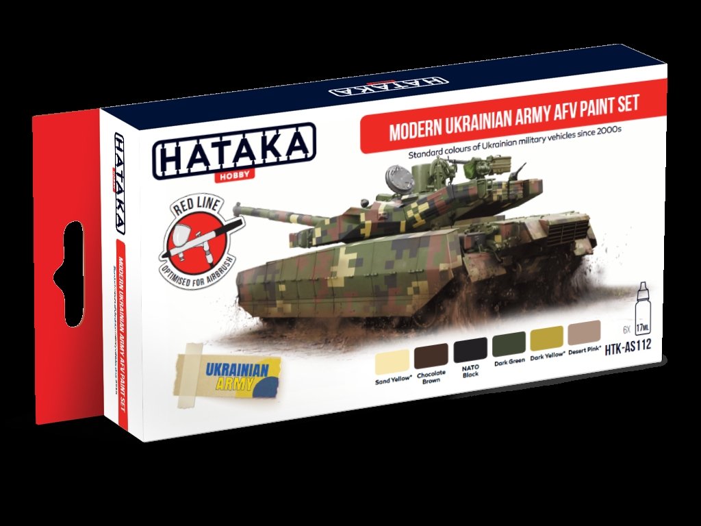 Kit de peinture Hataka HTK-AS112 pour véhicules blindés de combat modernes de l'armée ukrainienne, 6 x 17 ml