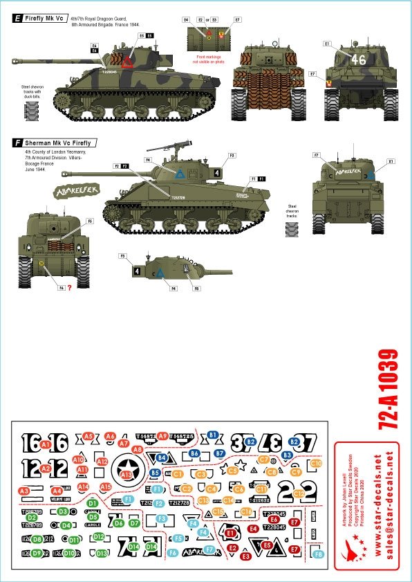 Star Decals 72-A1039 British Sherman Firefly. 75th D-Day Special. Mk Ic and Mk Vc Firefly 1/72 – image 2
