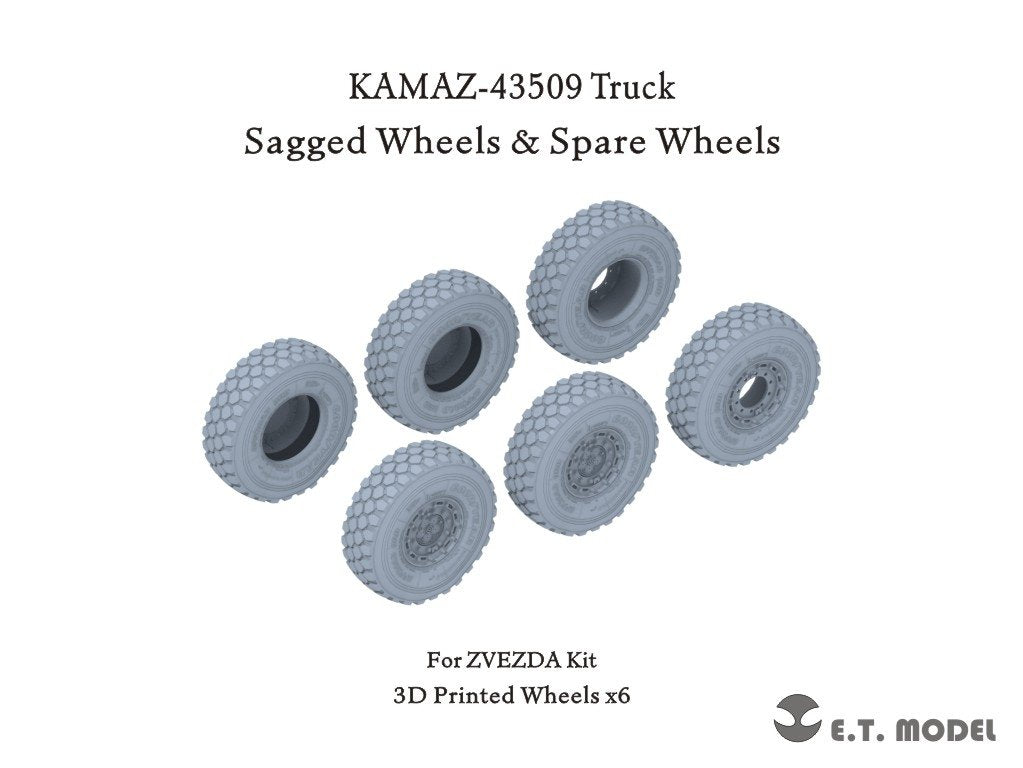 ET Model P35-131 KAMAZ-43509 Truck Sagged wheels &amp; Spare Wheels for Zvezda kit 1/35