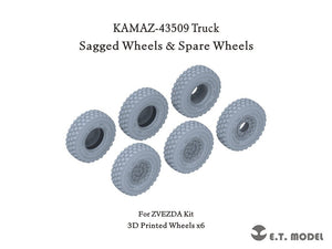 ET Model P35-131 KAMAZ-43509 Camion Roues affaissées et roues de secours pour kit Zvezda 1/35