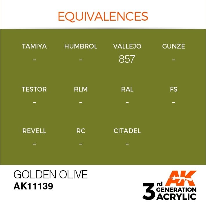 AK Interactive AK11139 GOLDEN OLIVE – STANDARD 17ml – obrázek 3