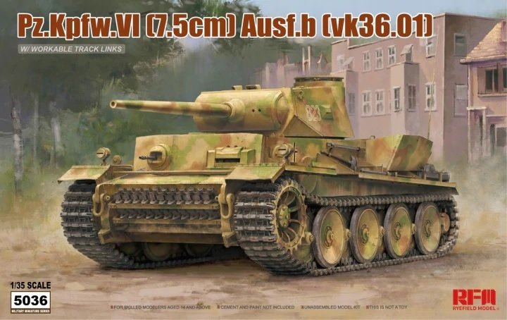 Rye Field Model 5036 Pz.Kpfw.VI (7.5cm) Ausf.B (VK36.01) w/ workable track links 1/35