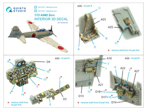 Quinta Studio QD72163 A6M2 Zero (Nakajima Prod.) 3D-Printed colored Interior on decal paper (Tamiya) 1/72 – Bild 10