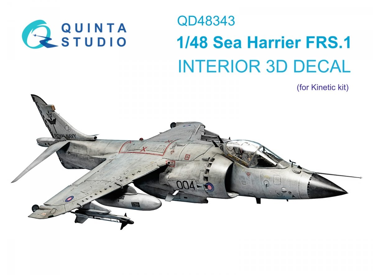 Quinta Studio QD48343 Sea Harrier FRS.1 3D-Printed & coloured Interior on decal paper (Kinetic) 1/48