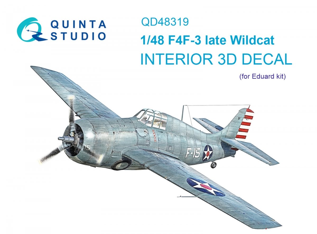 Quinta Studio QD48319 F4F-3 late 3D-Printed &amp;amp; colored Interior on decal paper (Eduard) 1/48