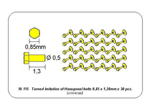 Aber 16115 Turned imitation of Hexagonal bolts 0.85 x 1.30 mm x 30 pcs. (1/16) – image 4