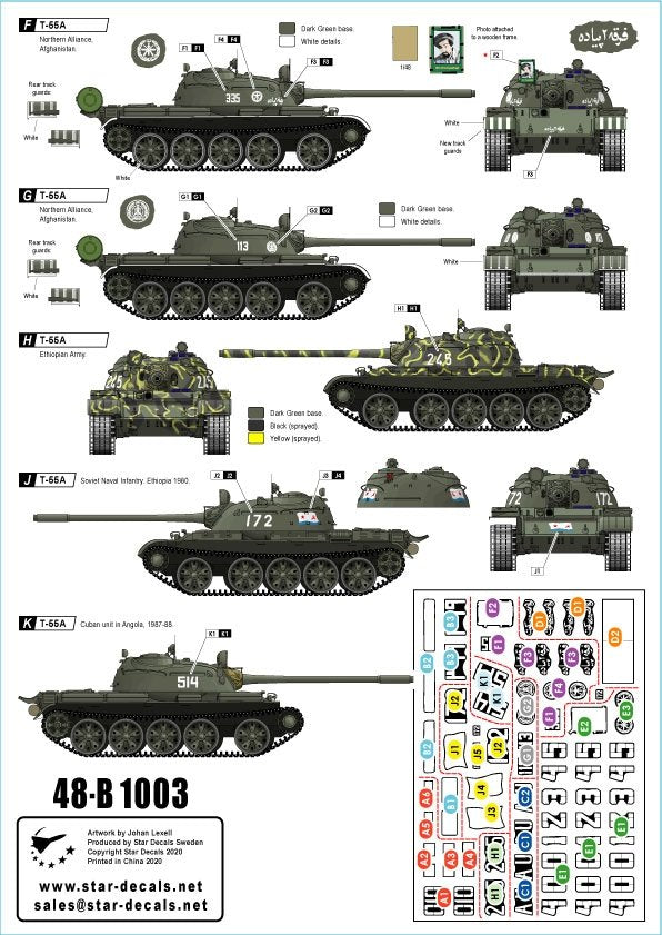 Star Decals 48-B1003 T-55A Tanks # 3. War. Used in wars in Africa, Middle East and Afghanistan 1/48 – obrázek 2