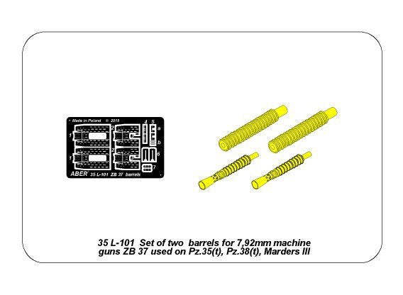 Aber 35L-101 Set of 2 barrels for machine guns ZB 37 used on Pz.35/38(t) tanks 1/35 – obrázek 9