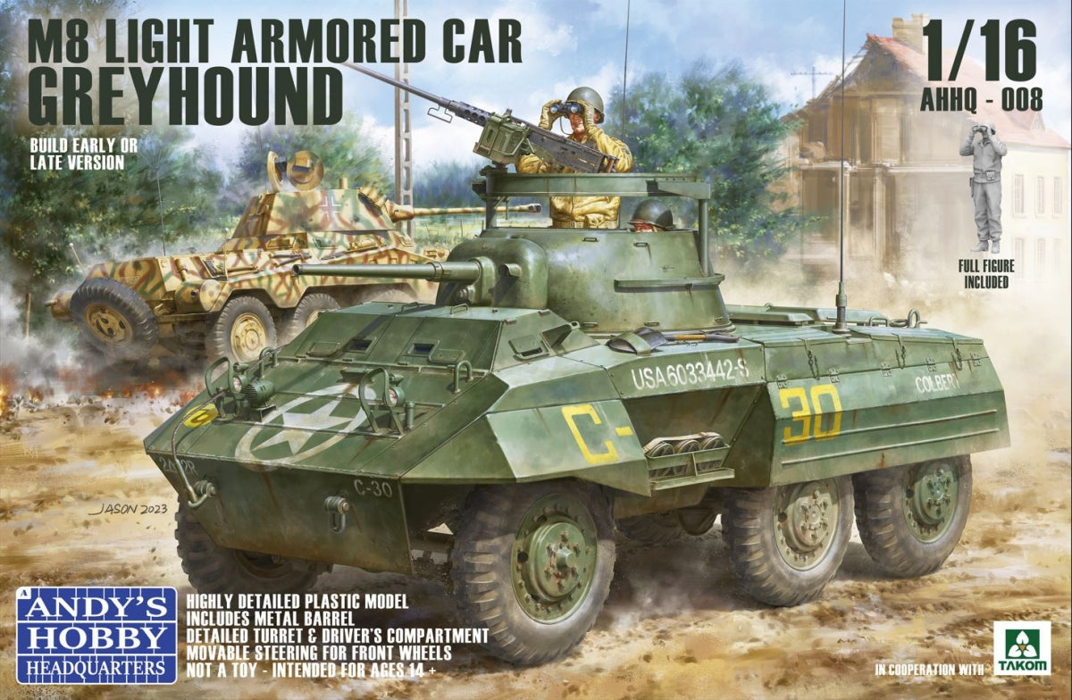 Andy&amp;#39;s Hobby Headquarters AHHQ-008 M8 Greyhound US light Armored Car 1/16