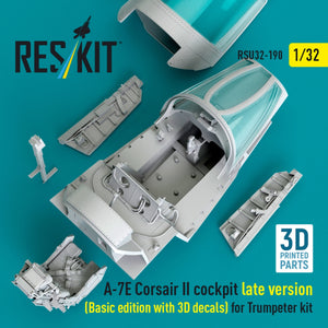 RESKIT RSU32-0190 A-7E Corsair II late cockpit (Basic edition with 3D decals) for Trumpeter kit (3D Printed) 1/32