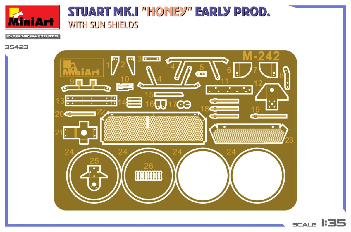 MiniArt 35423 Stuart Mk.I “Honey” Early Production w/Sun Shields 1/35 – image 3