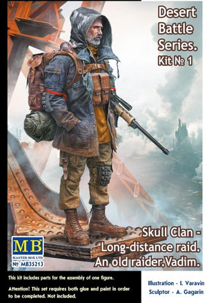 Master Box 35213 Post-apocalyptic fiction. Desert Battle Series. Skull Clan – Long-distance raid. Kit №1. An old raider. Vadim 1/35