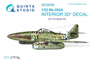 Quinta Studio QD32059 Me-262A 3D-Printed &amp;amp; colored Interior on decal paper (for Trumpeter kit) 1/32
