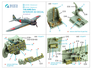 Quinta Studio QD48469 A6M2 Zero (Nakajima Prod.) 3D-Printed colored Interior on decal paper (Academy) 1/48 – imagen 2