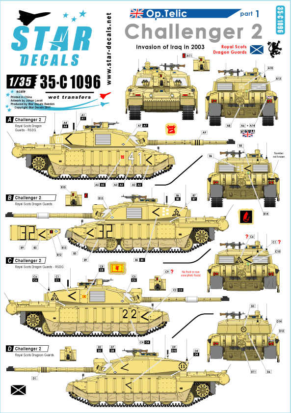Star Decals 35-C1096 Pack. Telic 1 1/35