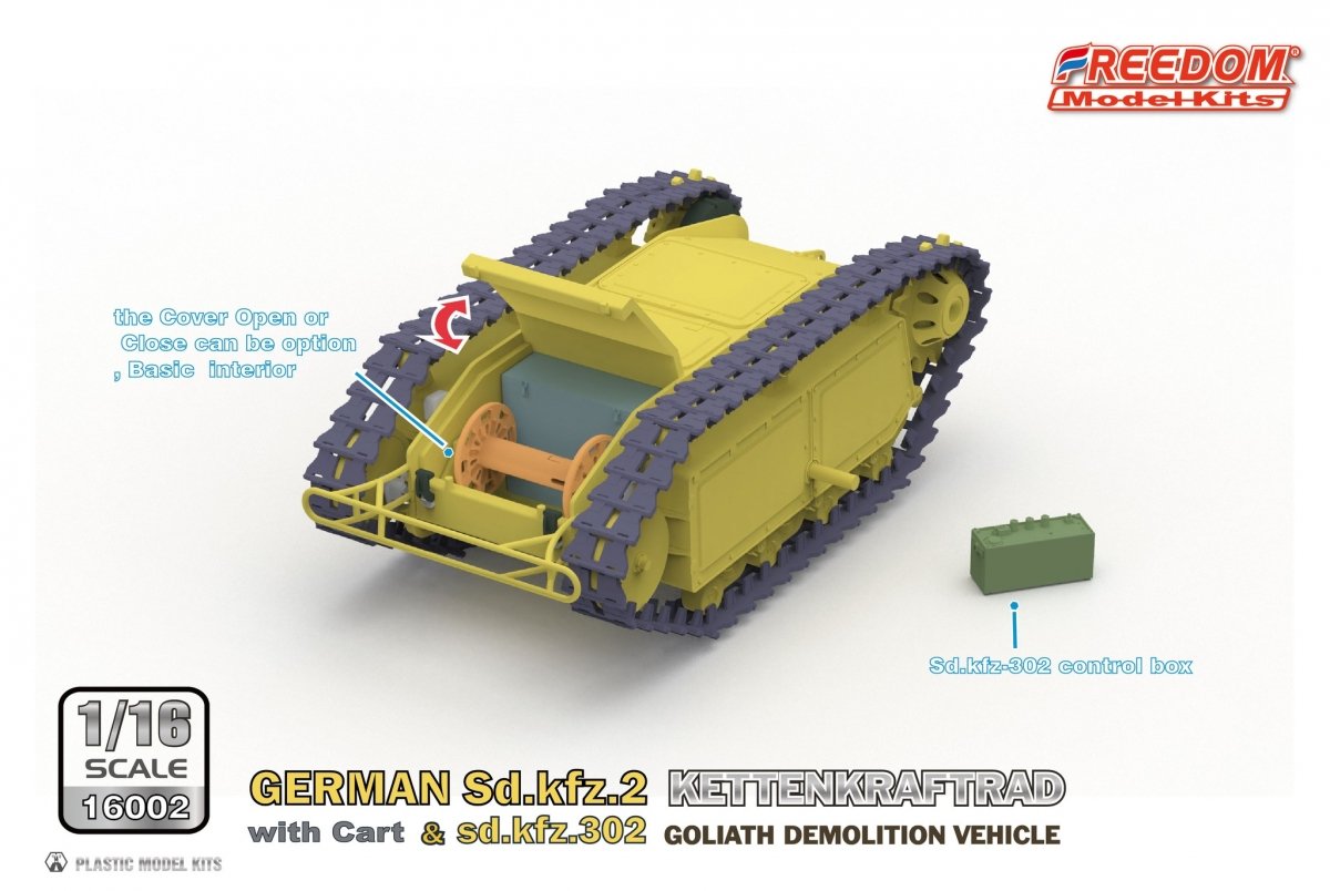 Freedom 16002 GERMAN SD.KFZ.2 KETTENKRAFTRAD &amp;amp; SD.KFZ.302 GOLIATH DEMOLITION VEHICLE 1/16 – zdjęcie 9