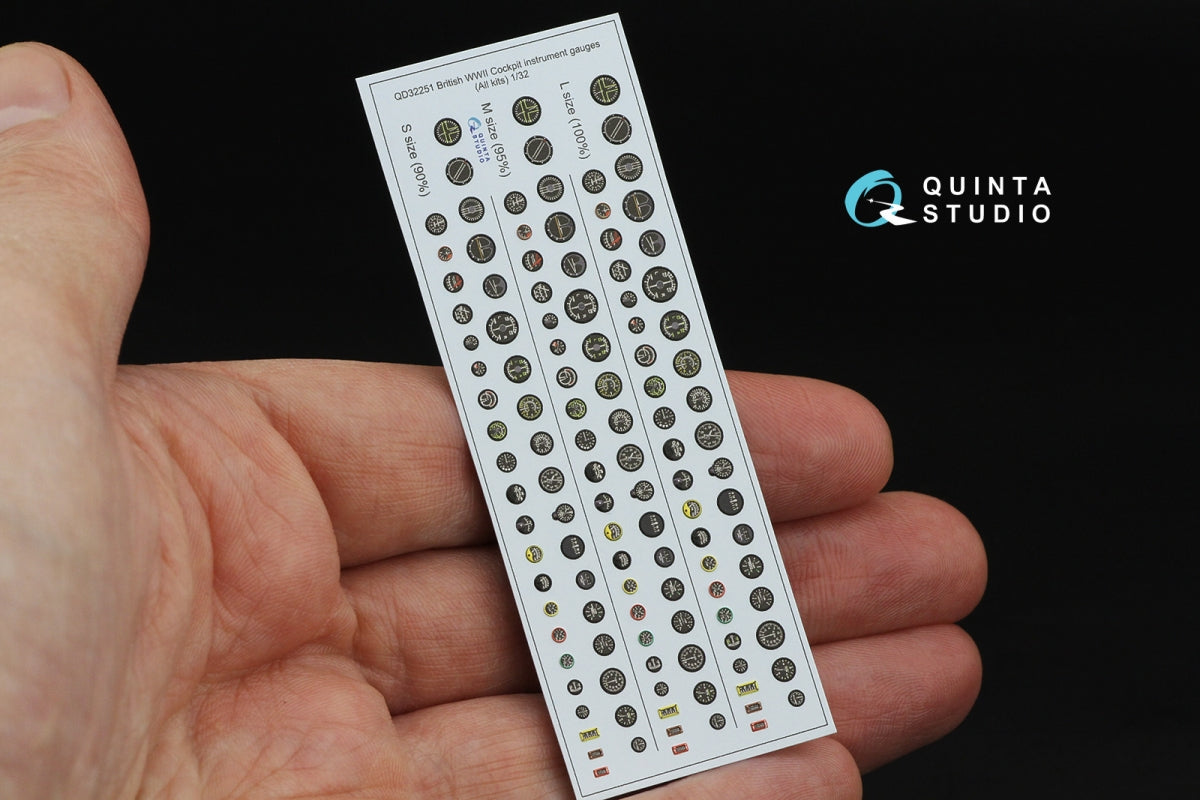 Quinta Studio QD32251 British WWII Cockpit instrument gauges 3D-Printed &amp;amp; colored Interior on decal paper (All Kits) 1/32 – obrázek 2