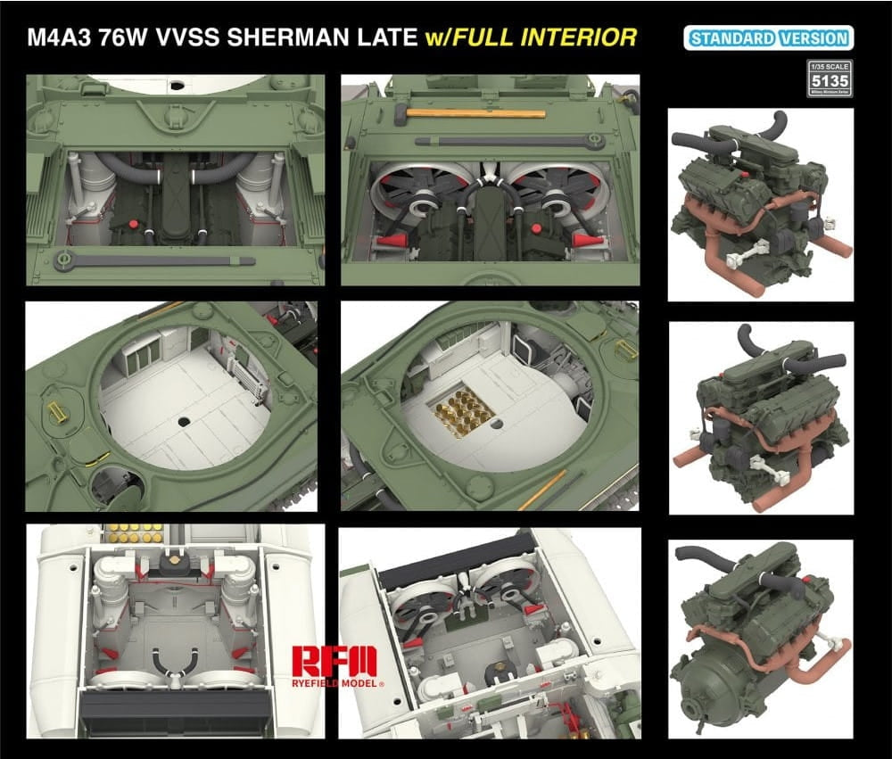 Rye Field Model 5135 M4A3 76W VVSS Sherman Late Standart Version Full Interior 1/35 – image 4