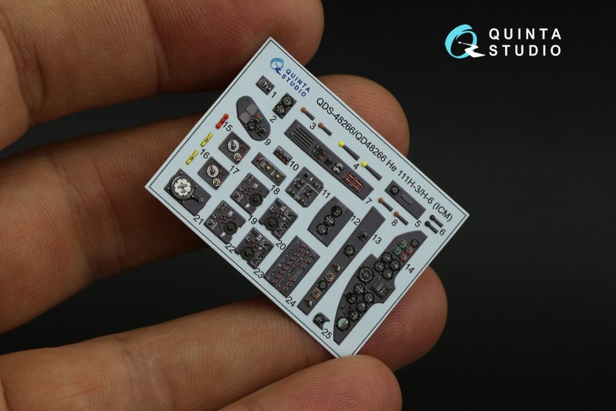 Quinta Studio QDS-48266 He 111H-3/H-6 3D-Printed &amp;amp; colored Interior on decal paper ( ICM ) (Small version) 1/48 – obrázek 12