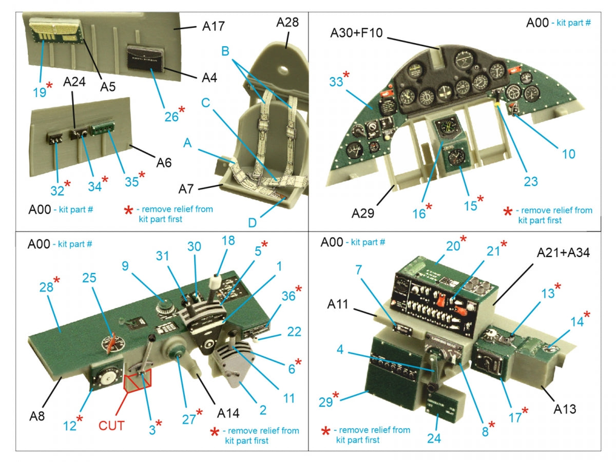 Quinta Studio QD32185 F4F-4 Wildcat 3D-Printed colored Interior on decal paper (Trumpeter) 1/32 – Bild 2