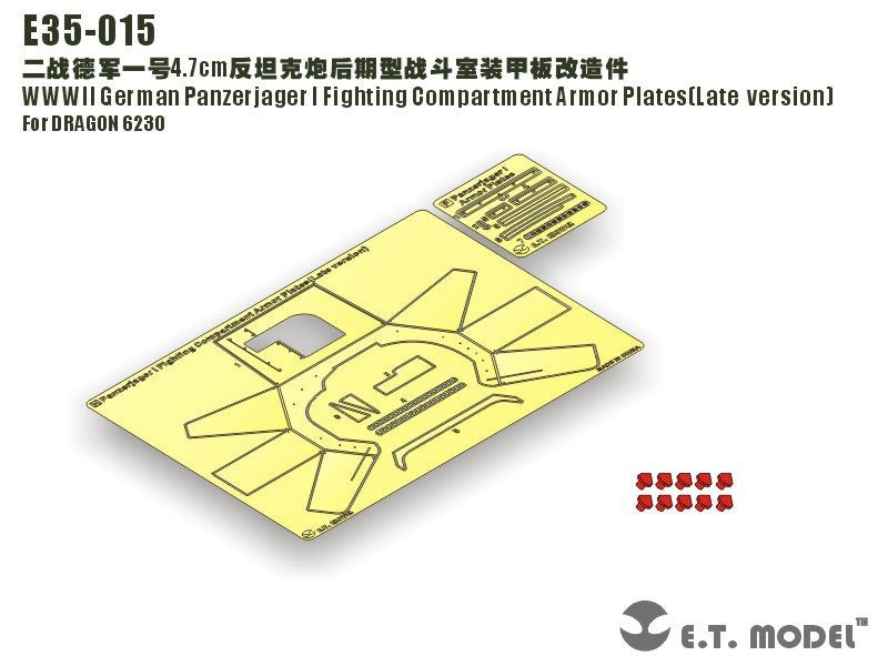 ET Model E35-015 WWII German Panzerjager I Fighting Compartment Armor Plates（Late version）(For DRAGON 6230) (1/35)