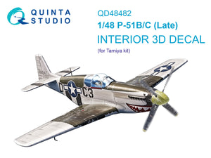 Quinta Studio QD48482 P-51B/C (Late) 3D-Printed colored Interior on decal paper (Tamiya) 1/48