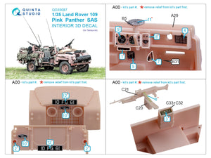 Quinta Studio QD35087 Land Rover 109 Pink Panther SAS 3D-Printed &amp;amp; colored Interior on decal paper (Tamiya) 1/35 – Bild 2
