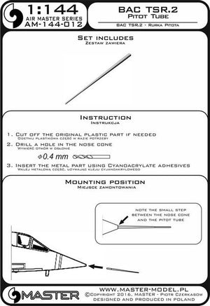 Master AM-144-012 BAC TSR.2 - Pilot Tube 1/144 – imagen 4