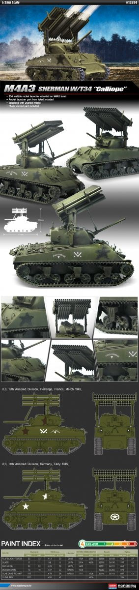 Academy 13294 M4A3 SHERMAN W/T34 CALLIOPE – obrázek 2