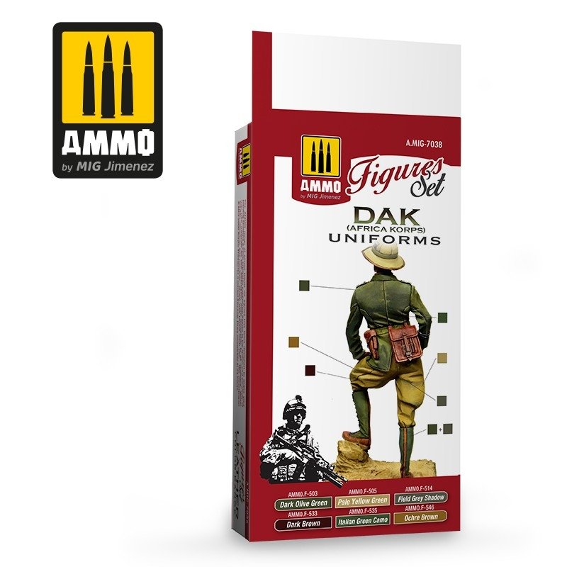 AMMO of Mig Jimenez 7038 DAK UNIFORMS (AFRIKA KORPS) FIGURES SET 6x17ml – immagine 2