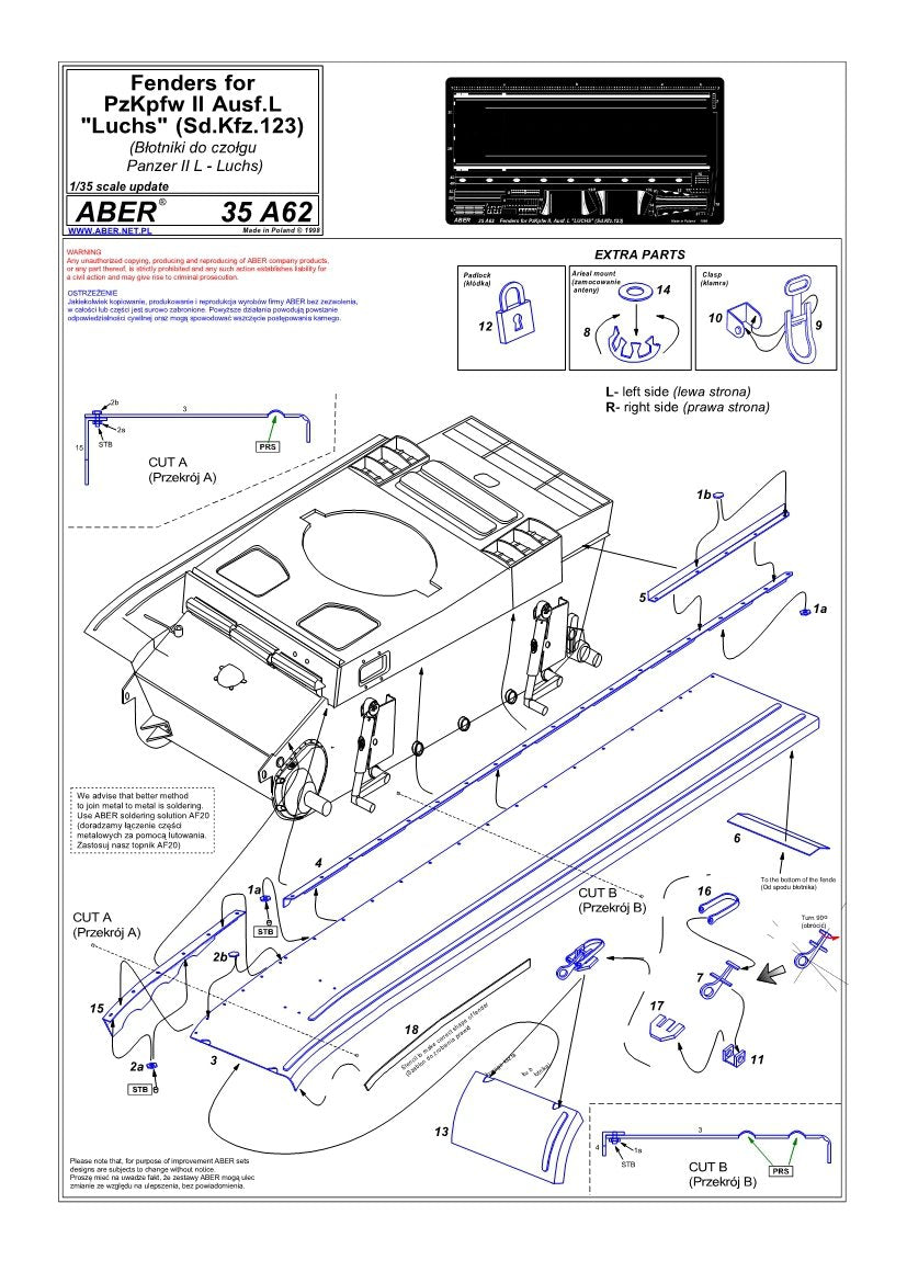 Aber 35A062 Fenders for Panzer II, Ausf.L - Luchs (1/35) – Bild 4