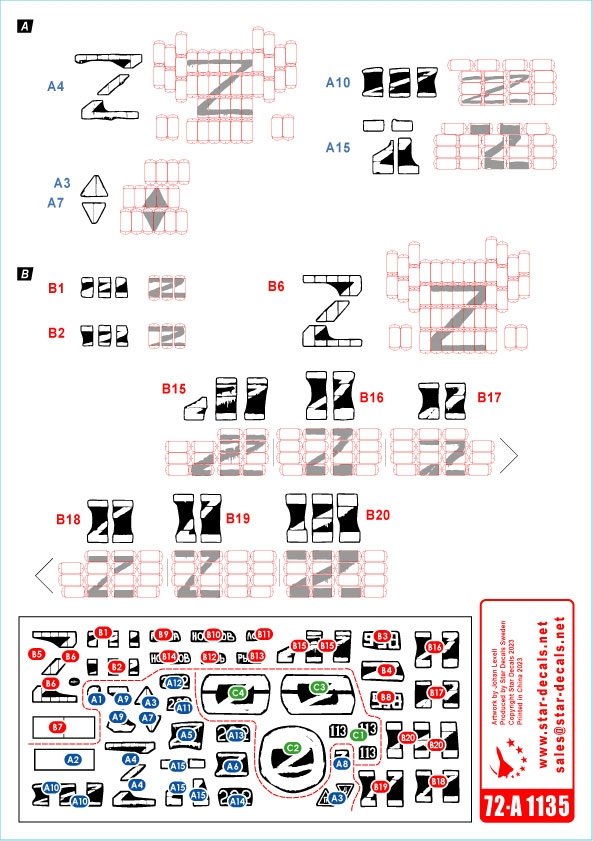 Star Decals 72-A1135 War in Ukraine # 5. T-72B (1986) and BMP-1 1/72 – Bild 2