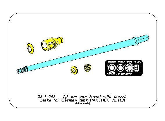 Aber 35L-245 7.5 cm barrel with muzzle brake for Panther Ausf.A (1/35) – image 10