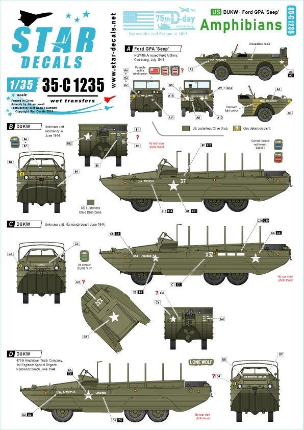 Star Decals 35-C1235 Amphibiens américains 1/35