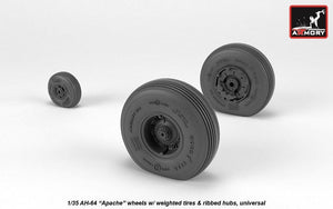 Armory Models AW35305 AH-64 Apache wheels w/ weighted tires, ribbed hubs 1/35