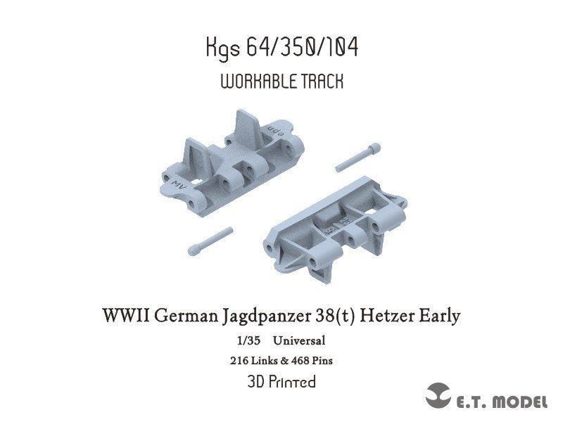 ET Model P35-008 WWII German Jagdpanzer 38(t) Hetzer Early Workable Track (3D Printed) 1/35