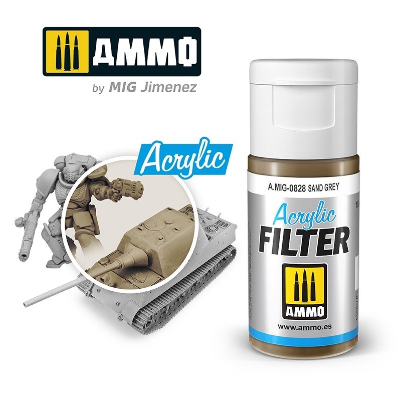 Ammo of Mig 0828 ACRYLIC FILTER Sand Gray 15 ml