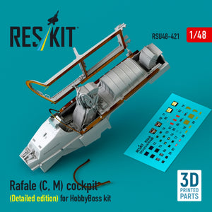 RESKIT RSU48-0421 Rafale (C, M) cockpit (Detailed edition) for HobbyBoss kit (3D printed) 1/48
