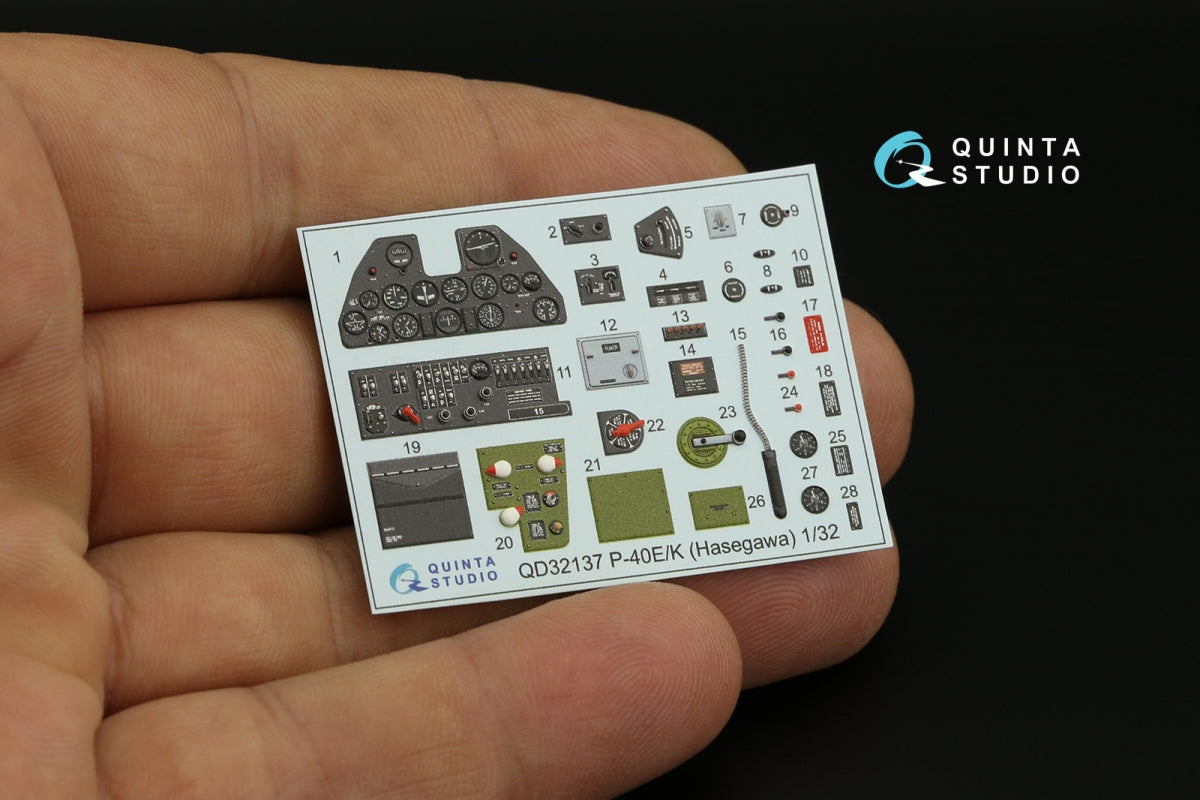 Quinta Studio QD32137 P-40E/K 3D-Printed &amp;amp; colored Interior on decal paper (Hasegawa) 1/32 – Bild 6