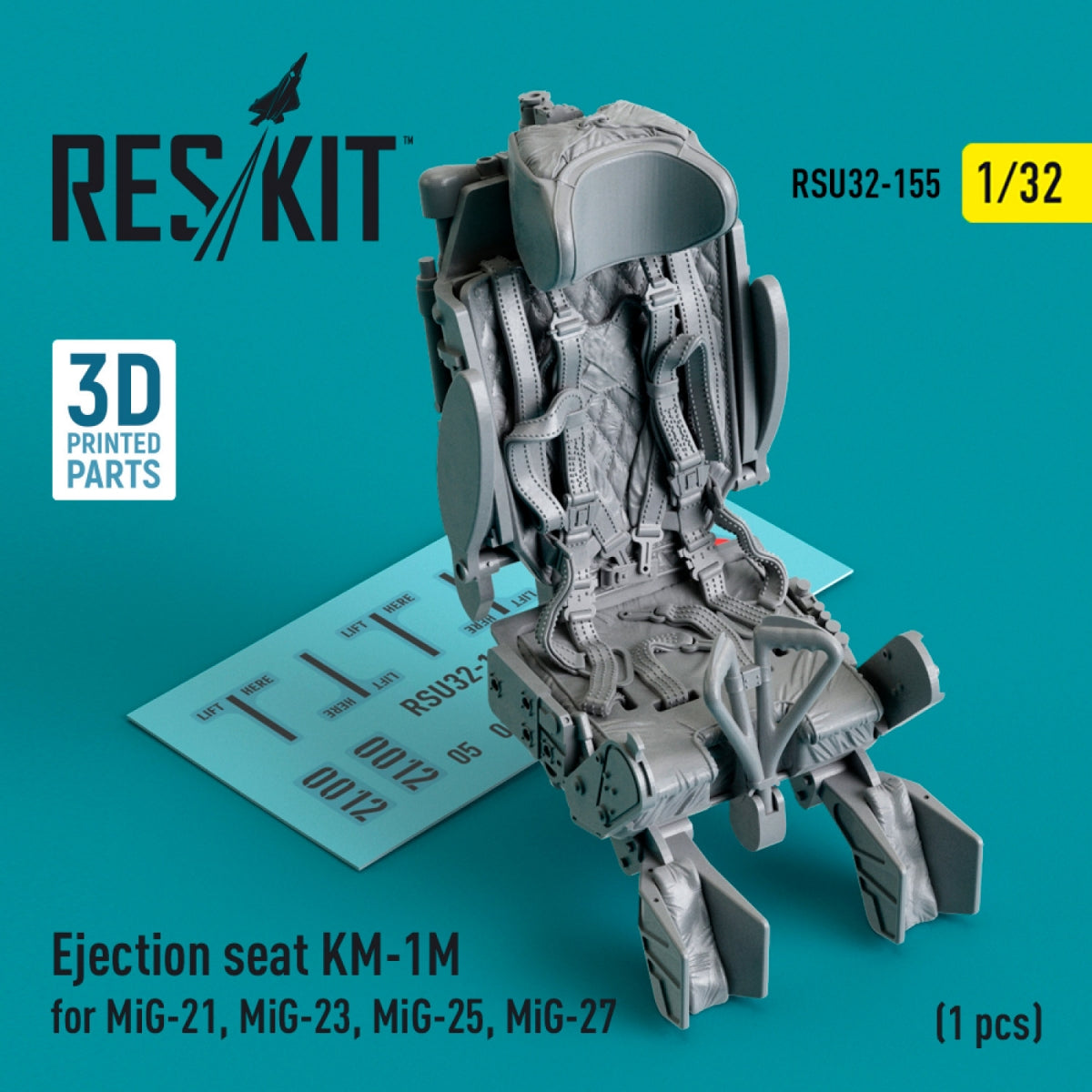 RESKIT RSU32-0155 Ejection seat KM-1M for MiG-21, MiG-23, MiG-25, MiG-27 (1 pcs) (3D Printed) 1/32