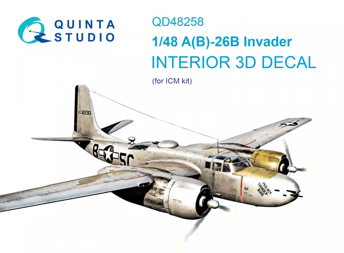 Quinta Studio QD48258 A(B)-26B 3D-Printed &amp;amp; colored Interior on decal paper (ICM) 1/48