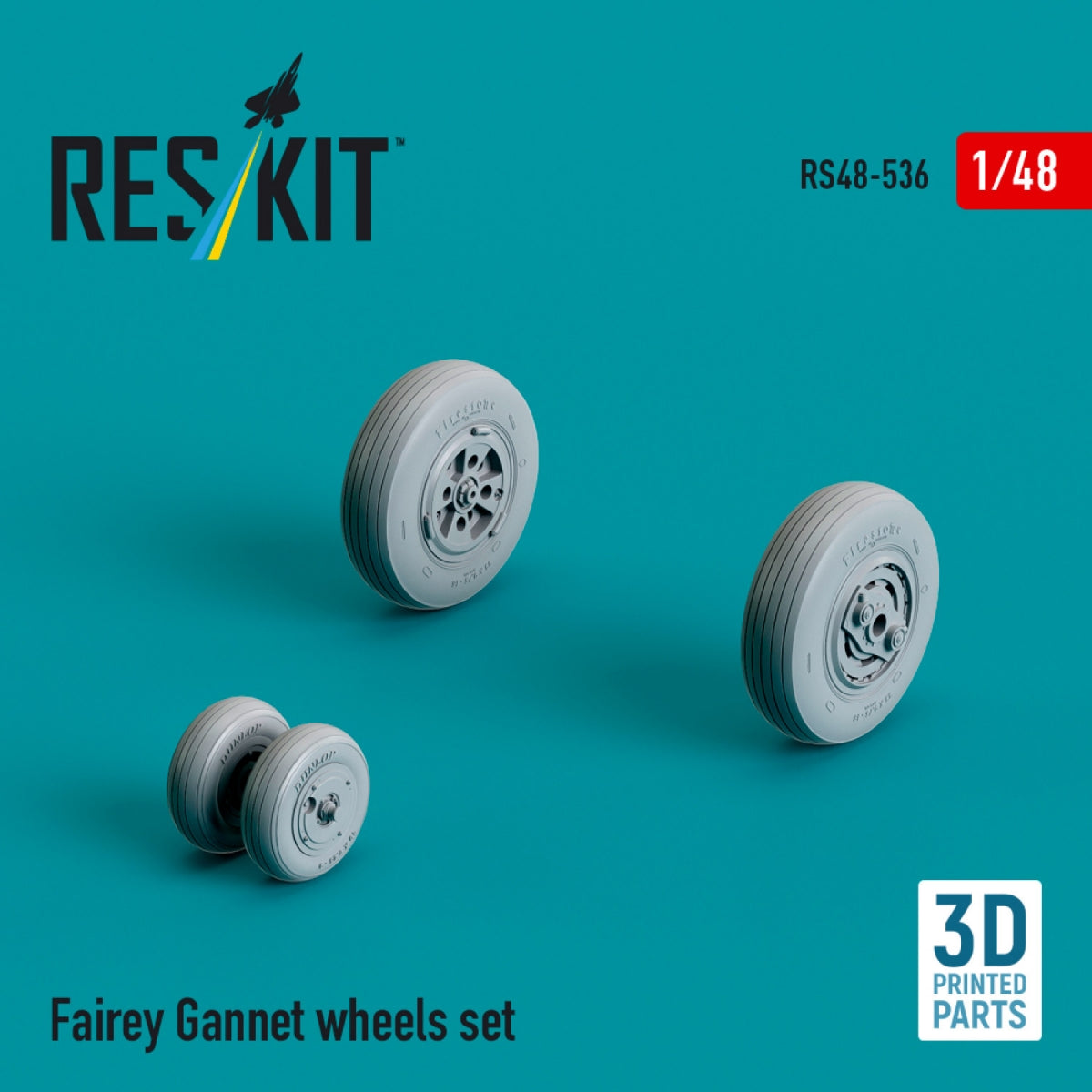 RESKIT RS48-0536 Fairey Gannet wheels set (3D Printed) 1/48 – immagine 2