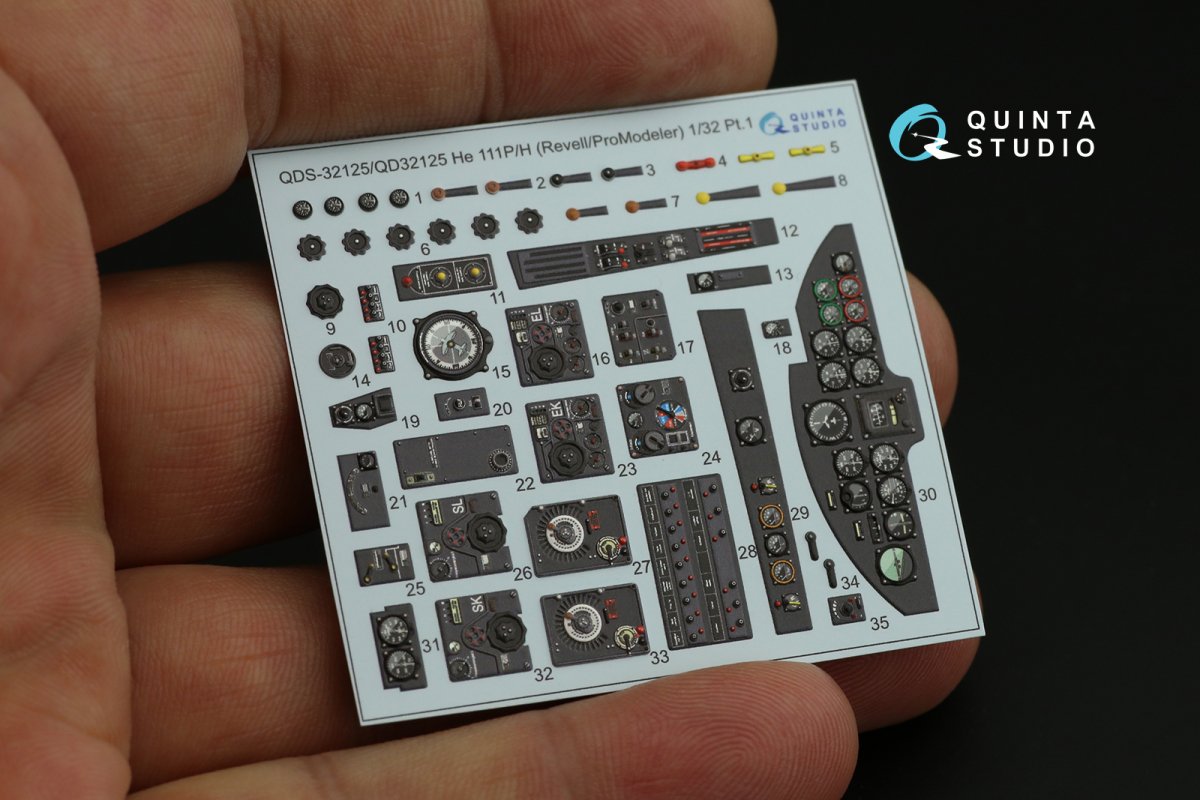 Quinta Studio QDS-32125 He 111 P/H 3D-Printed &amp;amp; colored Interior on decal paper (Revell/ProModeler) (small version) 1/32 – image 4