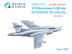 Quinta Studio QDS-72173 Blackburn Buccanneer S.2B Late 3D-Printed &amp;amp; colored Interior on decal paper (Airfix) (small version) 1/72