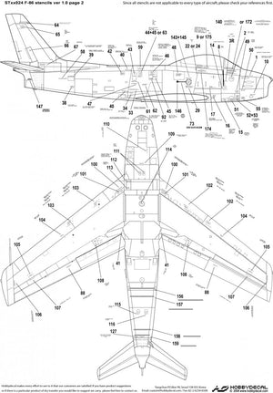 HobbyDecal ST32024V1 F-86 Stencils 1 ver 1 1/32 – obrázek 3