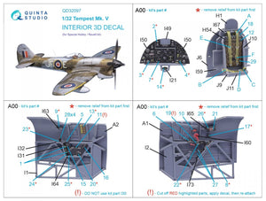 Quinta Studio QD32097 Tempest Mk.V 3D-Printed &amp;amp; colored Interior on decal paper (Special Hobby/Revell) 1/32 – obrázek 12