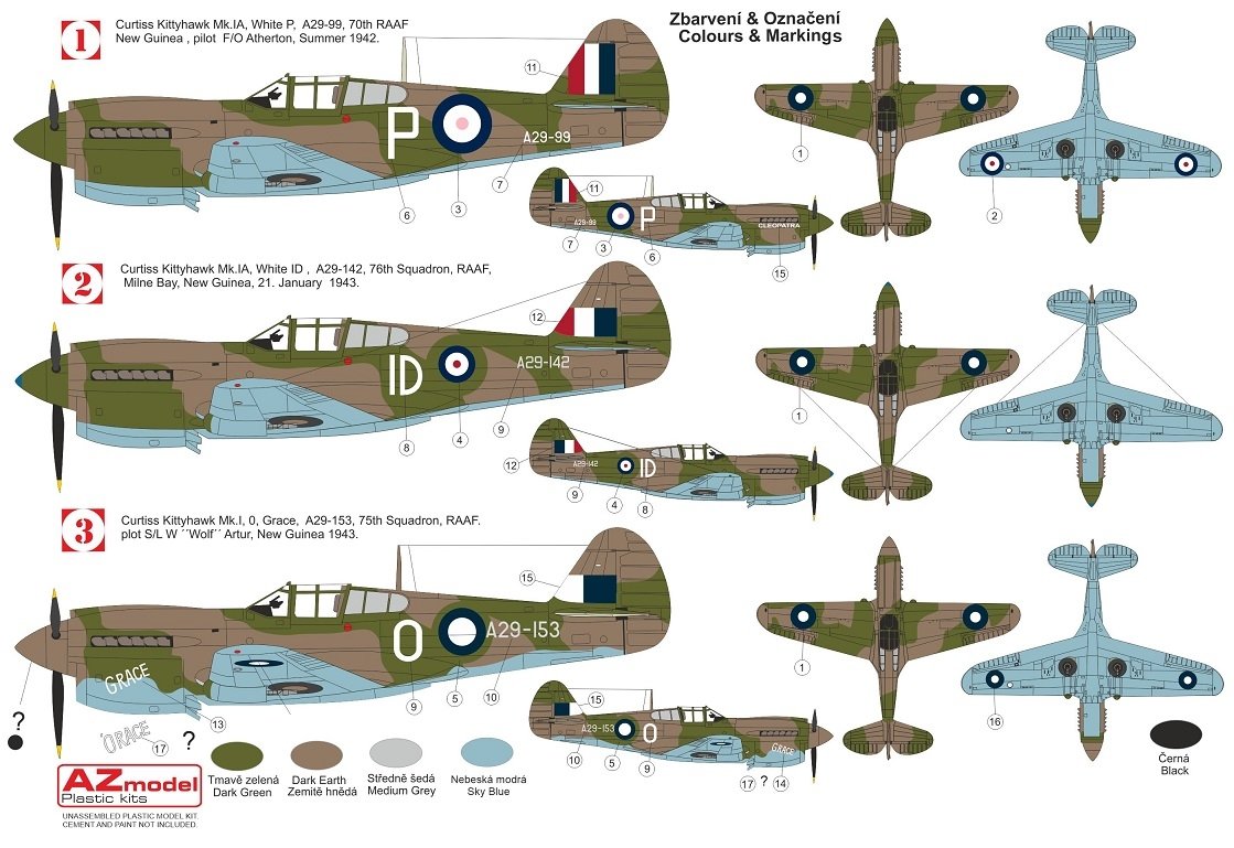 AZ Model AZ7694 Kittyhawk Mk.Ia “RAAF” 1/72 – obrázek 2