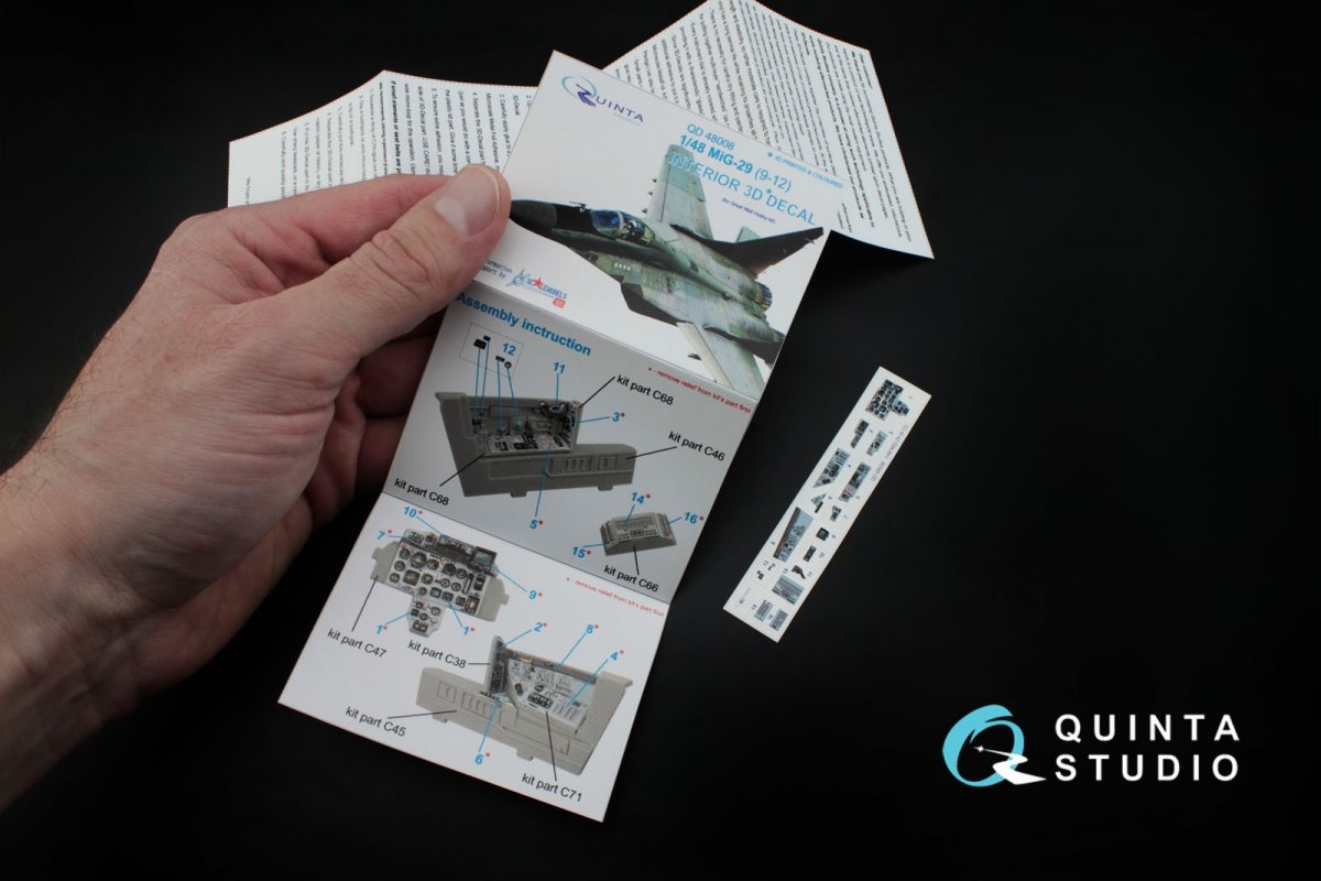 Quinta Studio QD48008 MiG-29 (9-12) 3D-Printed &amp;amp; colored Interior on decal paper (for GWH kits) 1/48 – Bild 9